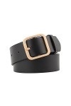 Lufcziel Ceinture en cuir synthétique pour femme avec boucle, ceinture noire vintage pour femme, pantalon en jean, Or noir., 