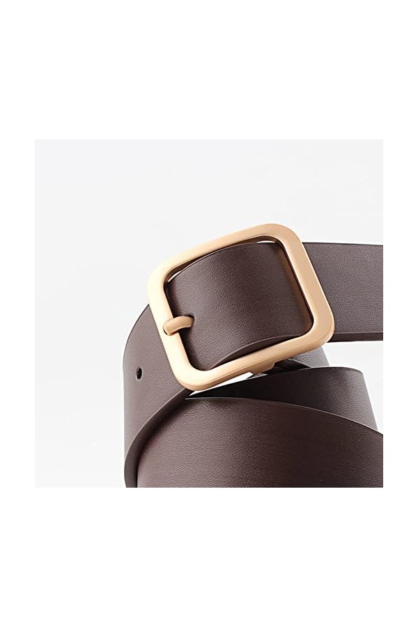 Lufcziel Ceinture en cuir synthétique pour femme avec boucle, ceinture noire vintage pour femme, pantalon en jean, Or noir., 