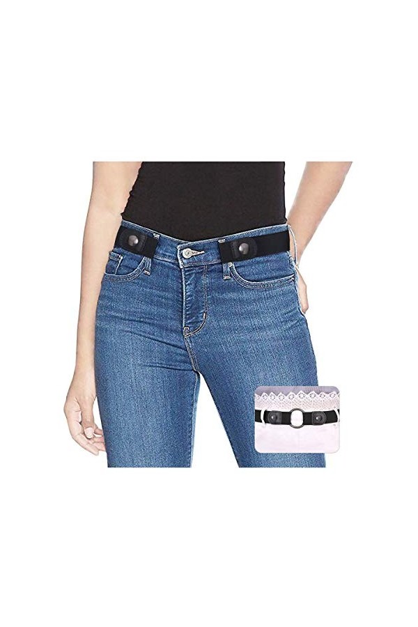 SUOSDEY Ceinture élastique pour femme, ceinture sans boucle, ceinture invisible pour jeans, pantalon, ceinture extensible rég