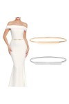 yeemeen 2 Pièces Ceinture Femme Ceinture en MéTal Ceinture éLastique Fine Ceinture DéCorative pour les Robes Or, Argent 