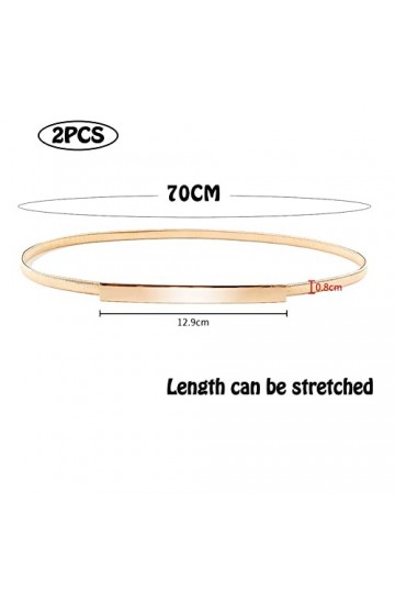 yeemeen 2 Pièces Ceinture Femme Ceinture en MéTal Ceinture éLastique Fine Ceinture DéCorative pour les Robes Or, Argent 