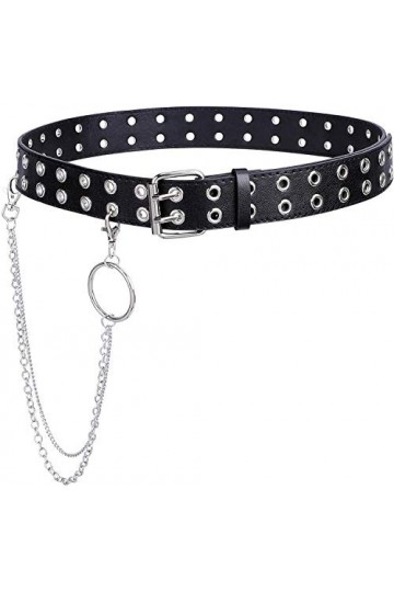 JasGood Ceinture punk à rivets - Pour homme et femme - Double trou - Avec style punk - Pour cosplay, hip-hop ou gothique