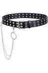 JasGood Ceinture punk à rivets - Pour homme et femme - Double trou - Avec style punk - Pour cosplay, hip-hop ou gothique