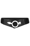 JasGood Ceinture large élastique pour femme - Ceinture élastique avec fermoir à anneau argenté, a-noir, 110 cm