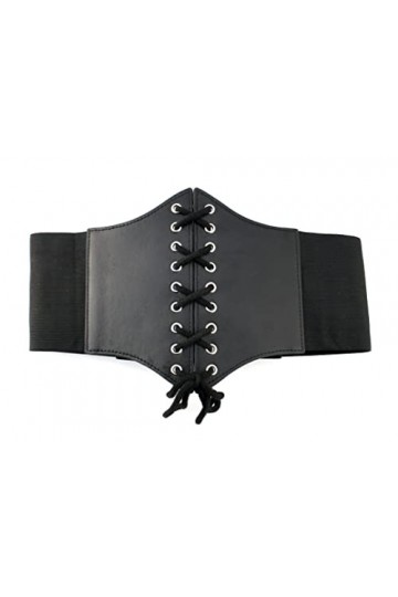 Ceinture de taille à lacets Bustiers Corset élastique Ceinture de taille Waspie Ceinture noire marron, Noir , taille unique