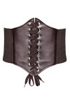 KharmLaddy Ceinture corset pour femme à lacets larges ceintures en cuir élastiques, café, S: waist 25-27