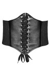 KharmLaddy Ceinture corset pour femme à lacets larges ceintures en cuir élastiques, café, S: waist 25-27
