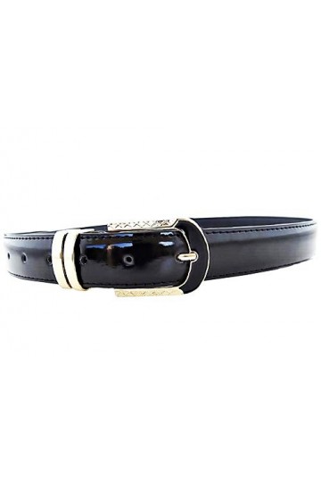Lovelegis Ceinture femme en faux cuir - noir - ceinture pour fille - boucle couleur or - idée cadeau Noël et anniversaire