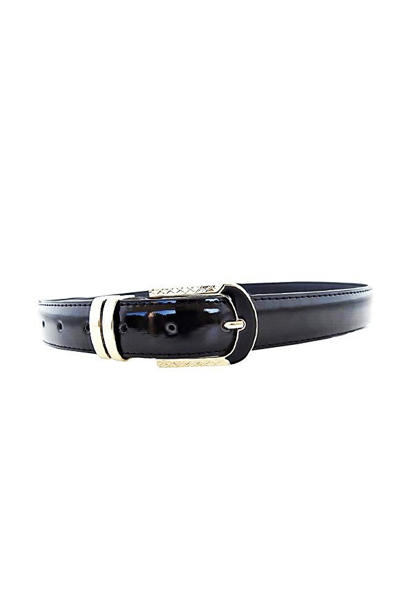 Lovelegis Ceinture femme en faux cuir - noir - ceinture pour fille - boucle couleur or - idée cadeau Noël et anniversaire