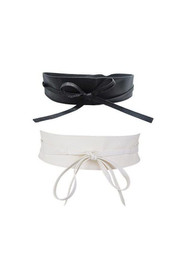 CHENGZI Lot de 2 ceintures de taille pour femme - Tendance - À nouer soi-même - En polyuréthane souple - Pour un usage quotid