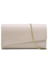 Milisente Clutches-Damen Große Lackleder Clutch Abendtasche für Hochzeit mit Crossbody -Kette, beige