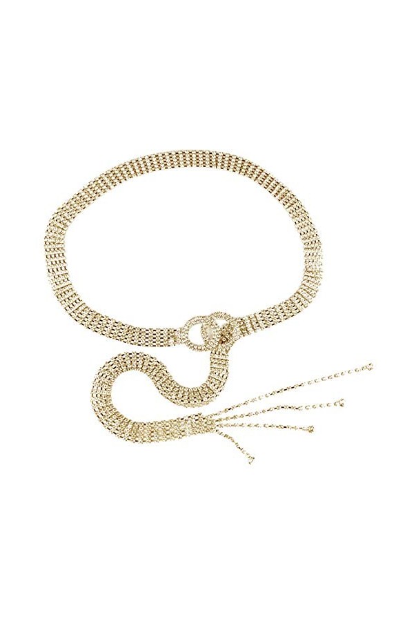 MilyaDE Ceinture en strass pour femme - Élégante ceinture de taille - Chaîne de taille en métal - Idéal pour robe, A-argenté.