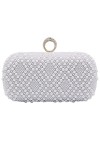 Milisente Top Ring Clutches Pearl Bridal Clutch Sac à main de soirée avec strass, Blanc 321a