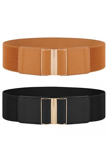 WERFORU Ceinture élastique pour robe vintage pour femme, D-noir+marron, Passt Taillengröße 81-92cm