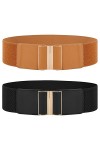 WERFORU Ceinture élastique pour robe vintage pour femme, D-noir+marron, Passt Taillengröße 81-92cm