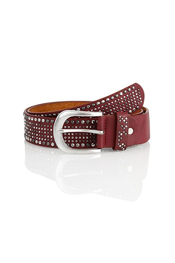 irisaa Ceinture large à rivets vintage pour femme, bordeaux, 85 cm