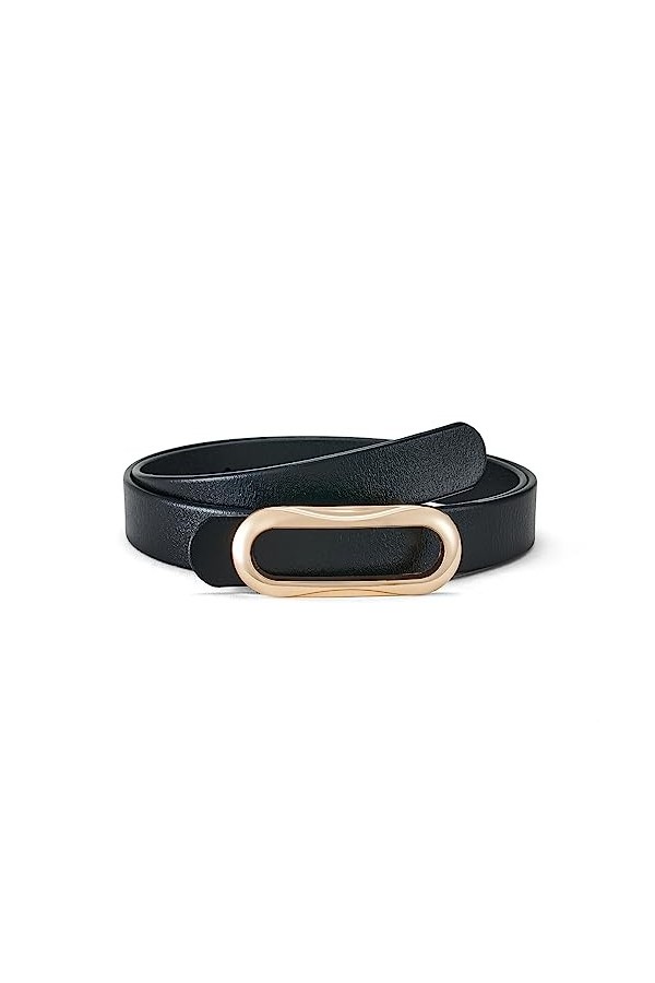 SYMOL Ceinture Femme Cuir Noir Blanc Véritable Ceintures Ceinturon Femme 24mm Jeans Casual Classique Rétro Noir 2, Taille:85