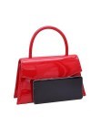 Milisente Clutch Pochette de soirée en cuir synthétique verni pour femme avec chaîne dépaule rouge , rouge
