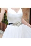 IYOU Strass Mariage Ceinture Cristal Ceinture Appliqué Ceintures Mariée Bal de Promo Robe Ceinture avec Bleu Marine Ruban pou