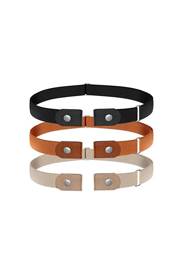 Udekit Pas de Boucle Ceinture élastique Extensible Taille Ceinture Boucle Libre pour Jeans Pantalons 3 pièces/ensemble 