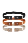 Udekit Pas de Boucle Ceinture élastique Extensible Taille Ceinture Boucle Libre pour Jeans Pantalons 3 pièces/ensemble 
