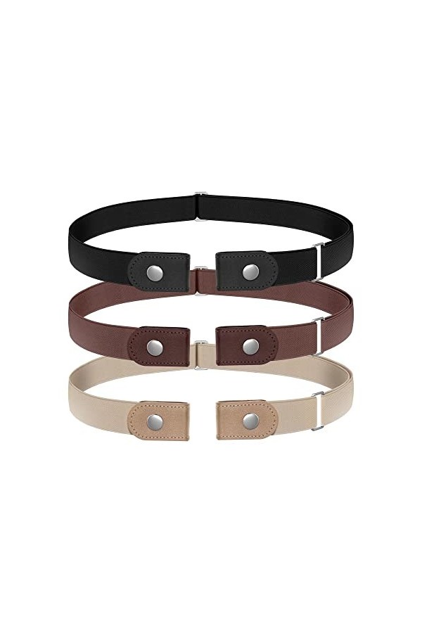Udekit Pas de Boucle Ceinture élastique Extensible Taille Ceinture Boucle Libre pour Jeans Pantalons 3 pièces/ensemble 