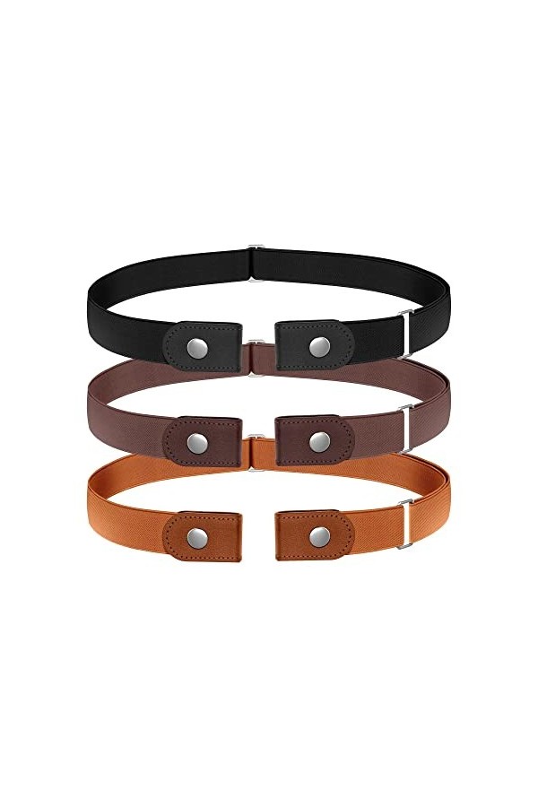 Udekit Pas de Boucle Ceinture élastique Extensible Taille Ceinture Boucle Libre pour Jeans Pantalons 3 pièces/ensemble 