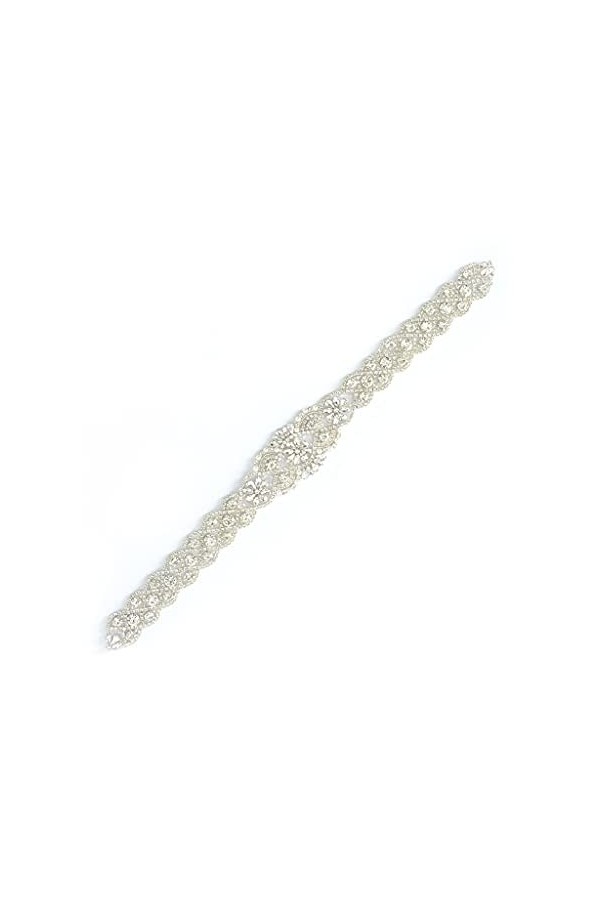 ShinyBeauty Strass Applique Ceinture Argent-306 Ceinture De Mariage Ceinture Cristal Strass Garniture Ceintures pour Femmes C