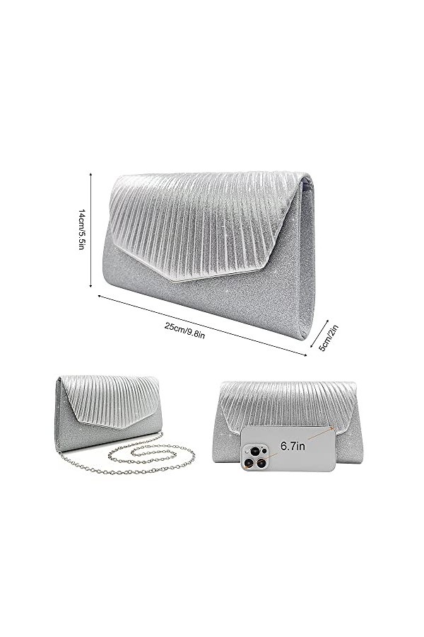 Fiotha Sac à Main de Soirée Etincelant Pour Soirée,Pochette Soiree,Femme de Style Enveloppe,Pochette de Mariage Paillettes,Po