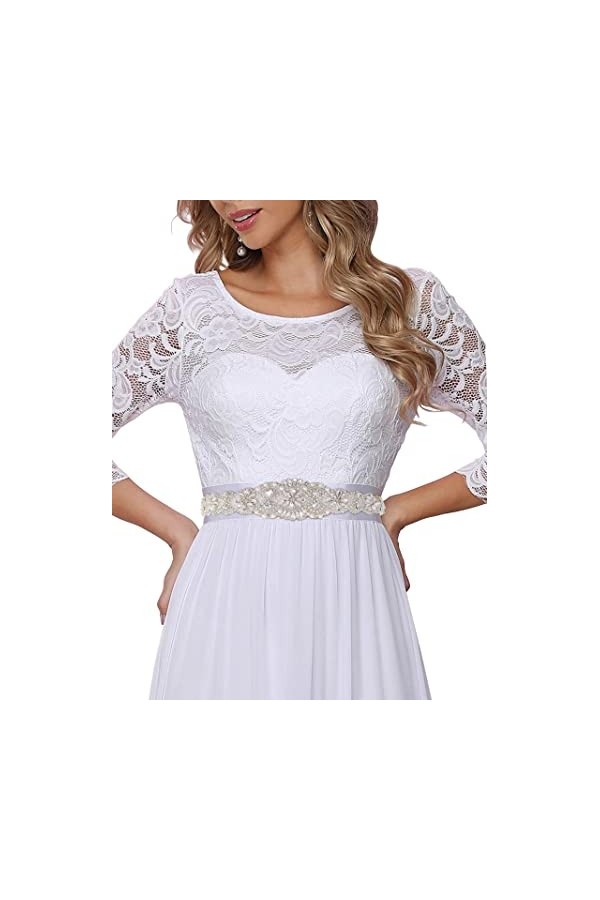 ShinyBeauty RA300 Ceinture en strass/accessoire pour robe de mariée Ivoire, Acier inoxydable, Ivory RA300, 45.00cm*4.50cm Iv