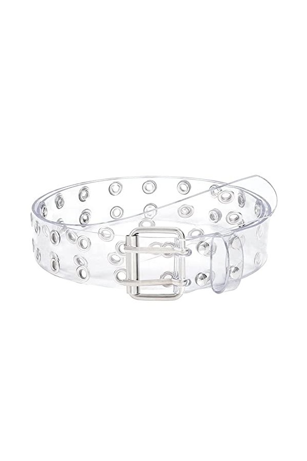 Ceinture de taille en gelée transparente large en PVC à la mode avec boucle fantaisie pour femmes filles trou Color2-One 
