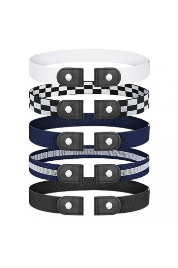 aurorayer Lot de 5 ceintures sans boucle - Sans boucle - Invisible - Réglable - Pour homme et femme, Noir, blanc, bleu, bleu 