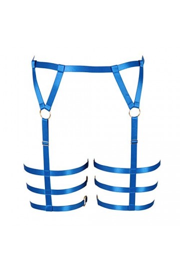 BANSSGOTH Harnais de corps pour femmes porte-jarretelles Lingerie cage jambe sangle Punk gothique grande taille tissu extensi