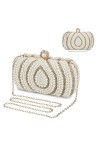 UBORSE Sac de Soirée en Perles Pochette Mariage Sac à Main Femme en Bandoulière Chaîne Démontable Superbe Cadeau pour Fête