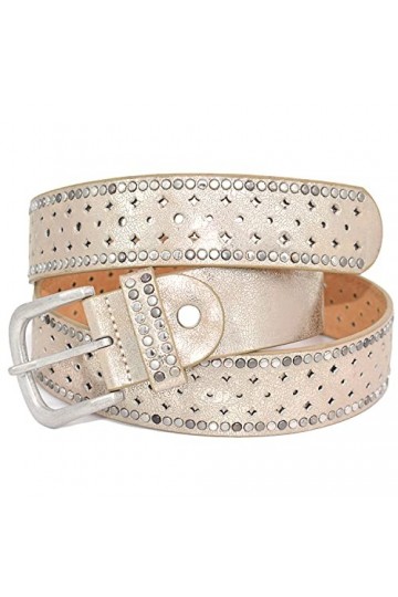 TeeYee Ceinture Large Femmes Ajustable avec Rivet Classique or 