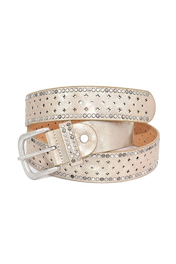 TeeYee Ceinture Large Femmes Ajustable avec Rivet Classique or 