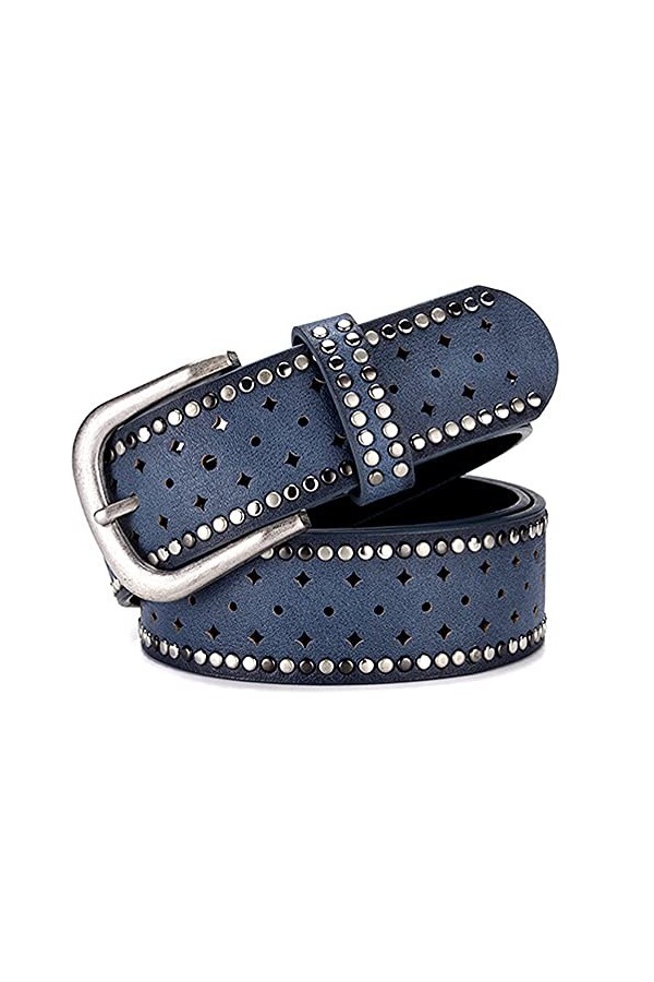 TeeYee Ceinture Large Femmes Ajustable avec Rivet Classique or 