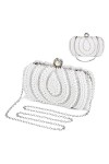 UBORSE Sac de Soirée en Perles Pochette Mariage Sac à Main Femme en Bandoulière Chaîne Démontable Superbe Cadeau pour Fête