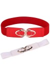 beltox fine Beltox Ceintures élastiques Stretch Cinch Mode Plus Robe Ceintures pour Dames 30 "-51" Blanc et Rouge Pack 2