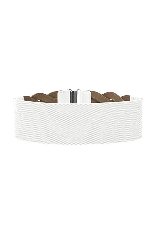 BlackButterfly 3 Pouces de Large Élastique Tressé Vintage Boucle Ceinture Blanc, XXL 