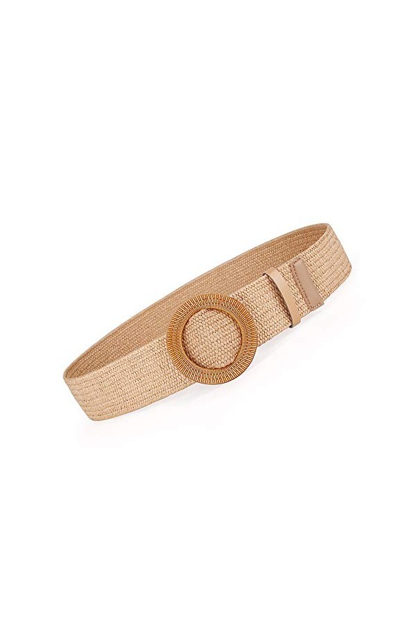 Ceinture élastique en rotin avec boucle en bois. - - taille 94 cm