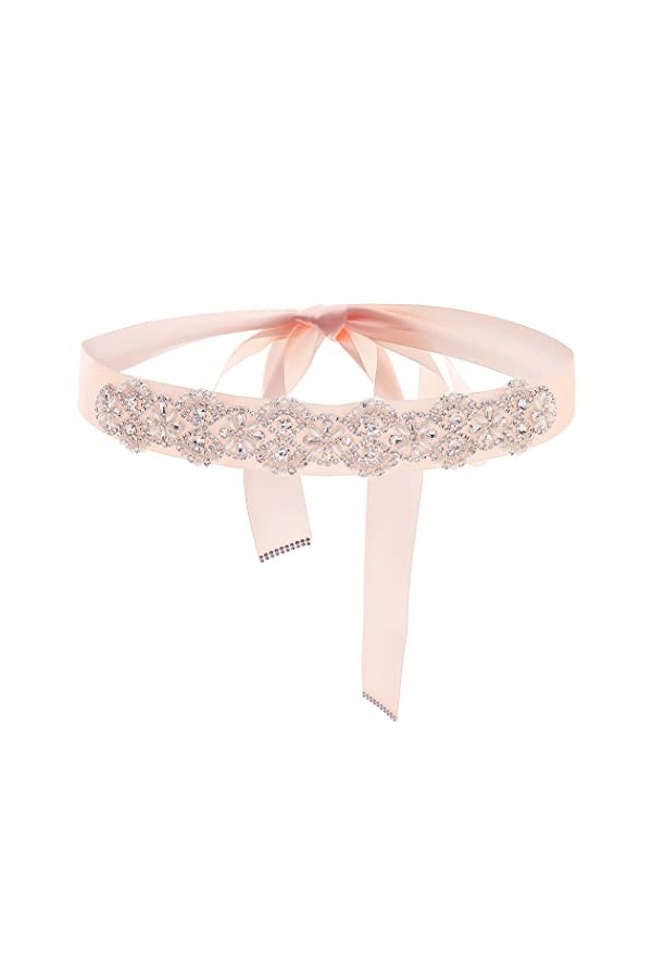 IYOU Perle Mariage Ceinture Ceinture Strass Rose Ruban Robe Ceinture Brillant Cristal De Mariée Ceintures de Mariée Accessoir