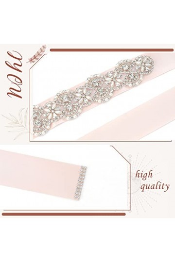 IYOU Perle Mariage Ceinture Ceinture Strass Rose Ruban Robe Ceinture Brillant Cristal De Mariée Ceintures de Mariée Accessoir
