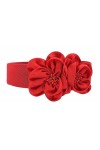 TeeYee Ceinture Élastique avec Fleurs Ajustable Chic Couleur Unie-Femmes rouge