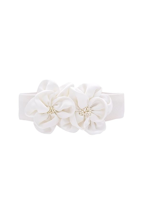 TeeYee Ceinture Élastique avec Fleurs Ajustable Chic Couleur Unie-Femmes rouge