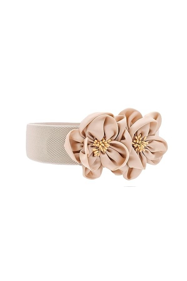 TeeYee Ceinture Élastique avec Fleurs Ajustable Chic Couleur Unie-Femmes rouge