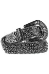 INOGIH Ceinture en strass pour homme et femme - Noir - Ceinture cloutée pour pantalon jeans convient pour tour de taille 74 