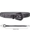 INOGIH Ceinture en strass pour homme et femme - Noir - Ceinture cloutée pour pantalon jeans convient pour tour de taille 74