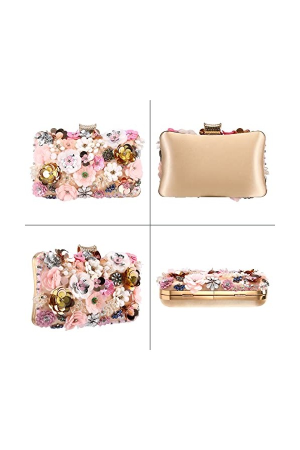 UBORSE Sac de soirée Floral Embrayage Elégant Dames Soirée Sac de mariage Embrayage Sac dépaulement Corps dépaule Sac dépa