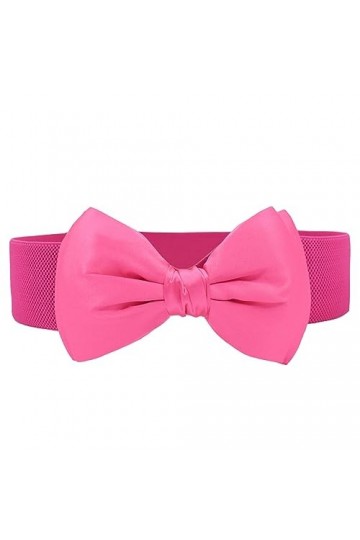 Ceinture Élastique avec Nœud Accessoire Mode Rétro Uni Femmes rose
